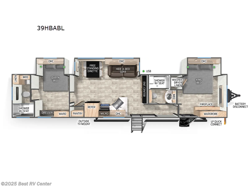 Call now about this 2025 Forest River Cherokee Timberwolf Black Label 39HBABL! 2025 Forest River Cherokee Timberwolf Black Label 39HBABL - New Destination Trailer For Sale by Best RV Center in Turlock, California features Slideout