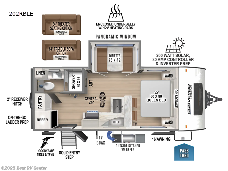Call now about this 2025 Forest River Surveyor Legend 202RBLE! 2025 Forest River Surveyor Legend 202RBLE - New Travel Trailer For Sale by Best RV Center in Turlock, California features Slideout