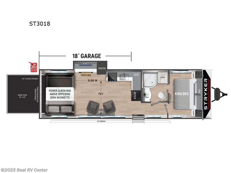 Call now about this 2025 Cruiser RV Stryker ST3018! 2025 Cruiser RV Stryker ST3018 - New Toy Hauler For Sale by Best RV Center in Turlock, California features Slideout
