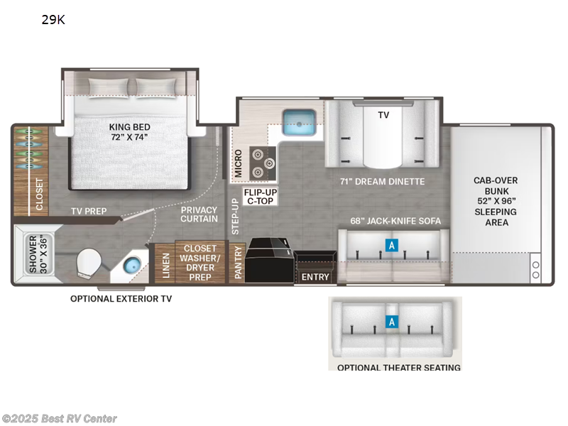 Call now about this 2026 Thor Motor Coach Four Winds 29K! 2026 Thor Motor Coach Four Winds 29K - New Class C For Sale by Best RV Center in Turlock, California features Slideout