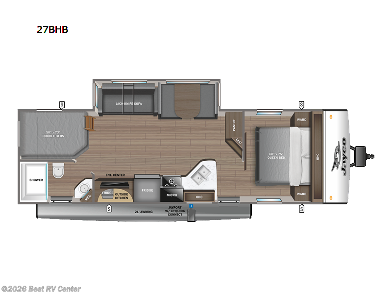 Call now about this 2023 Jayco Jay Feather 27BHB! 2023 Jayco Jay Feather 27BHB - Used Travel Trailer For Sale by Best RV Center in Turlock, California features Slideout