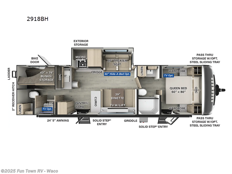 Call now about this 2025 Forest River Rockwood Ultra Lite 2918BH! 2025 Forest River Rockwood Ultra Lite 2918BH - New Travel Trailer For Sale by Fun Town RV - Waco in Hewitt, Texas features Slideout