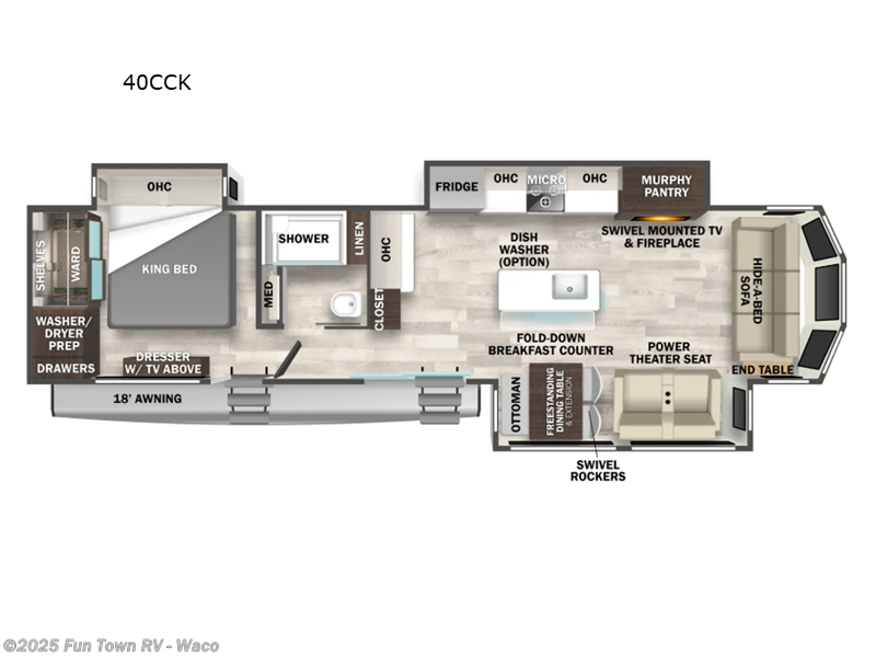 Call now about this 2025 Forest River Cedar Creek Cottage 40CCK! 2025 Forest River Cedar Creek Cottage 40CCK - New Destination Trailer For Sale by Fun Town RV - Waco in Hewitt, Texas features Slideout