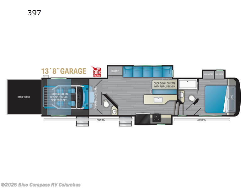 Call now about this 2022 Heartland Road Warrior 397! 2022 Heartland Road Warrior 397 - Used Toy Hauler For Sale by Blue Compass RV Columbus in Delaware, Ohio features Slideout