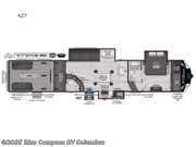 Call now about this 2023 Keystone Fuzion 427! 2023 Keystone Fuzion 427 - Used Toy Hauler For Sale by Blue Compass RV Columbus in Delaware, Ohio features Slideout