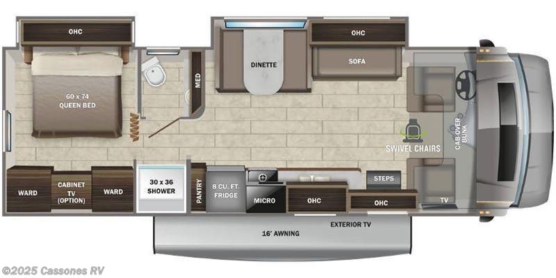 Call now about this 2022 Entegra Coach Odyssey 29V! Floorplan of 2022 Entegra Coach Odyssey 29V