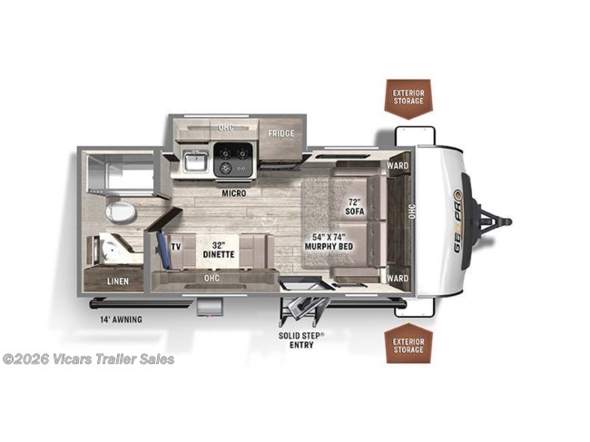 2023 Forest River Rockwood Geo Pro G19FDS Floorplan