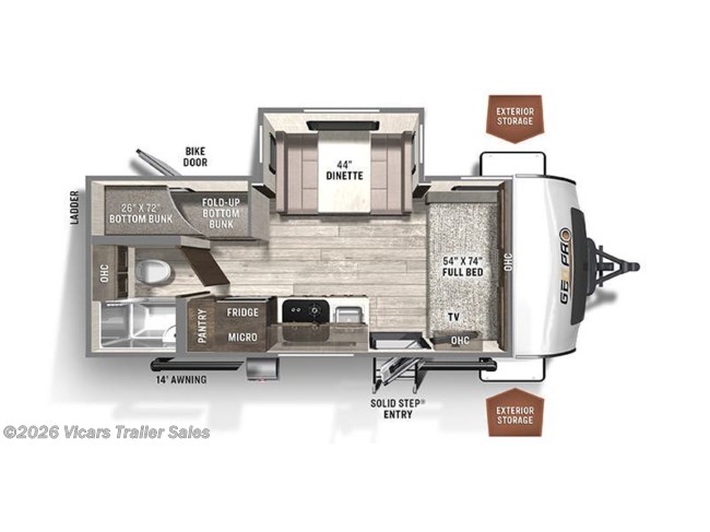 2023 Forest River Rockwood Geo Pro G20BHS Floorplan