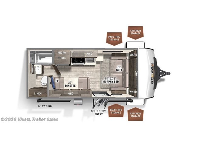 2023 Forest River Rockwood Geo Pro G19FD Floorplan
