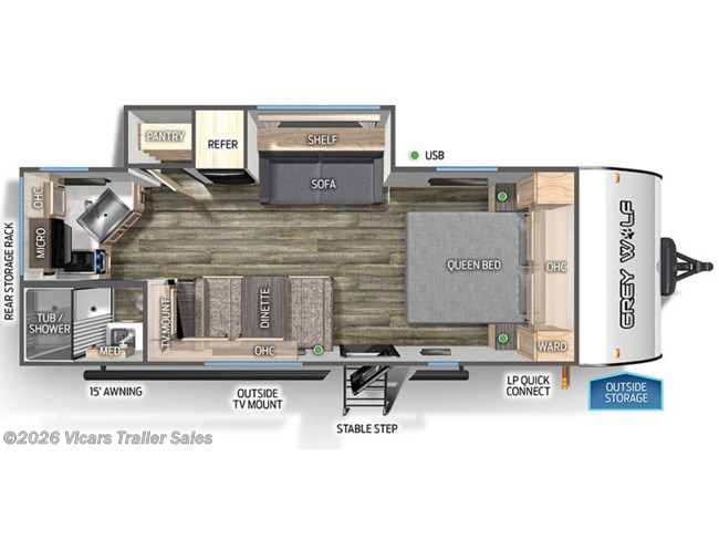 2024 Forest River Cherokee Grey Wolf 22CEBL Floorplan