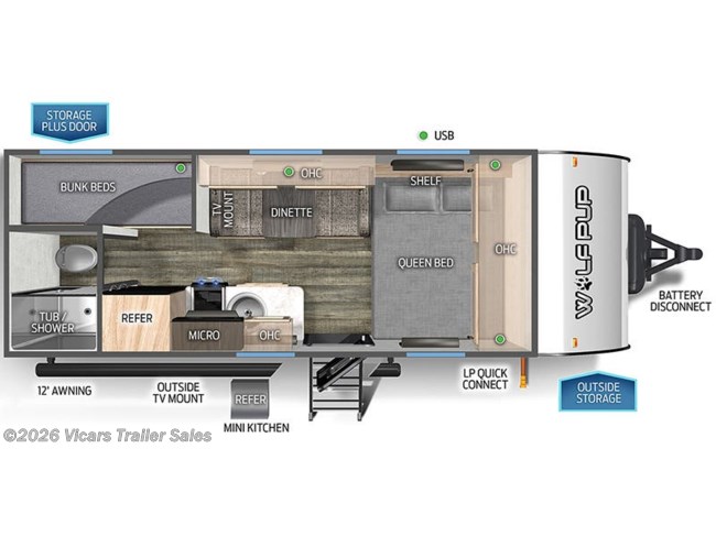 2025 Forest River Cherokee Wolf Pup 16BHSW Floorplan