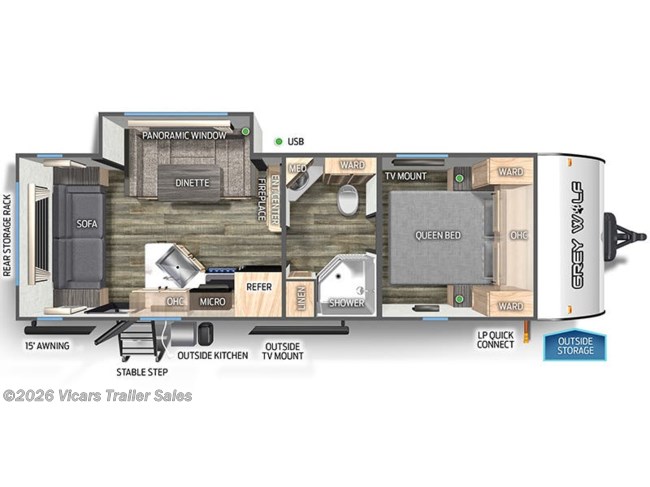 2024 Forest River Cherokee Grey Wolf 23MK Floorplan