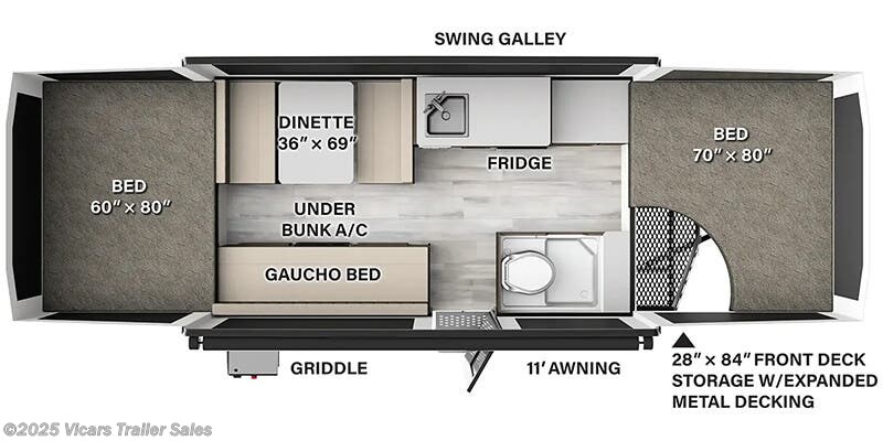 Call now about this 2025 Forest River Rockwood Freedom 2280FT! Floorplan of 2025 Forest River Rockwood Freedom 2280FT
