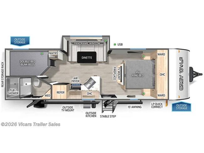 2025 Forest River Cherokee Grey Wolf 23DBH Floorplan