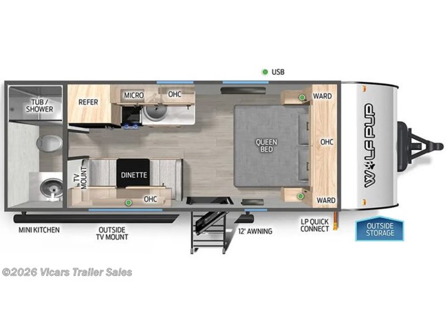 2025 Forest River Cherokee Wolf Pup 16FQW Floorplan