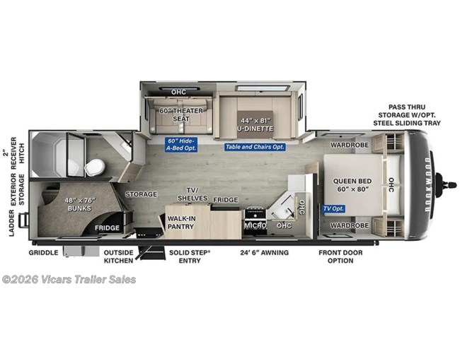 2025 Forest River Rockwood Ultra Lite 2706BH Floorplan