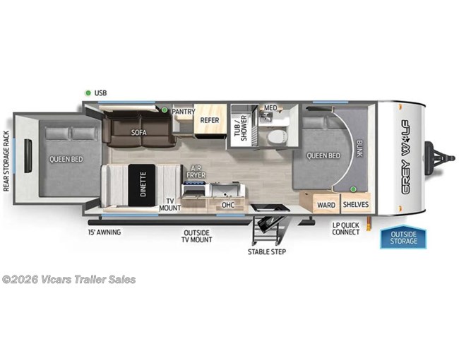 2026 Forest River Cherokee Grey Wolf 19SM Floorplan