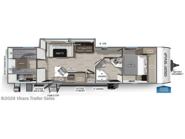 2026 Forest River Cherokee Grey Wolf 29TE Floorplan