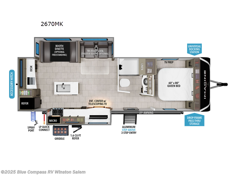 Call now about this 2025 Grand Design Imagine 2670MK! 2025 Grand Design Imagine 2670MK - New Travel Trailer For Sale by Blue Compass RV Winston Salem in Rural Hall, North Carolina features Slideout