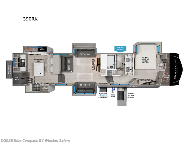 Call now about this 2026 Grand Design Solitude 390RK! 2026 Grand Design Solitude 390RK - New Fifth Wheel For Sale by Blue Compass RV Winston Salem in Rural Hall, North Carolina features Slideout