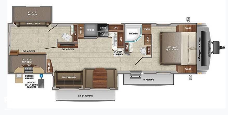 Call now about this 2022 Jayco White Hawk 32BH! 2022 Jayco White Hawk 32BH - Used Travel Trailer For Sale by Pop RVs in Molena, Georgia features Leveling Jacks, Air Conditioning, Slideout, Awning