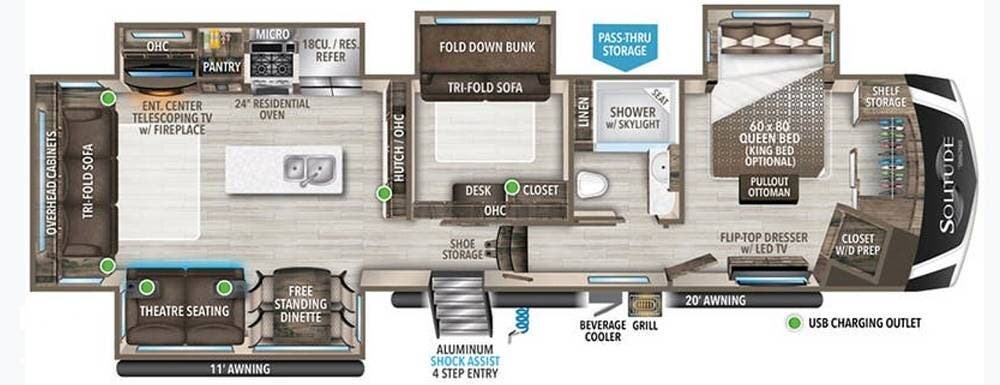 Call now about this 2021 Grand Design Solitude 378MBS! 2021 Grand Design Solitude 378MBS - Used Fifth Wheel For Sale by Pop RVs in Clermont, Florida features Slideout, Awning, Air Conditioning, Leveling Jacks
