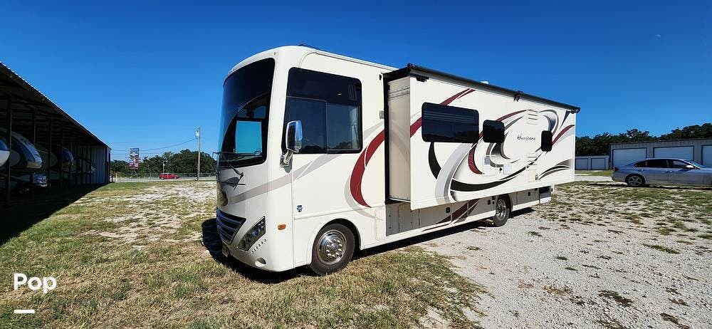 Call now about this 2017 Thor Motor Coach Hurricane 29M! 2017 Thor Motor Coach Hurricane 29M - Used Class A For Sale by Pop RVs in Granbury, Texas features Leveling Jacks, Slideout, Air Conditioning, Awning, Generator