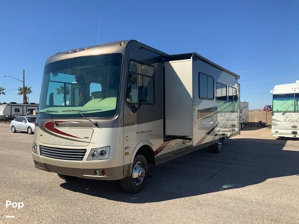 Call now about this 2013 Coachmen Mirada 35DL! 2013 Coachmen Mirada 35DL - Used Class A For Sale by Pop RVs in Apache Junction, Arizona features Awning, Leveling Jacks, Air Conditioning, Slideout, Generator
