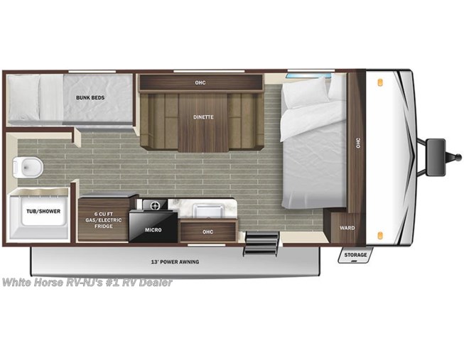 2023 Starcraft Autumn Ridge 19BH, Queen & Bunk Beds floorplan image