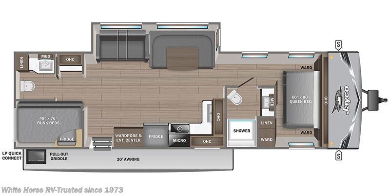 Call now about this 2025 Jayco Jay Flight 330TBS! Floorplan of 2025 Jayco Jay Flight 330TBS