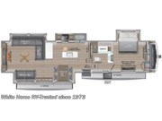 Call now about this 2025 Jayco North Point 381CKRE Quad Slide, Rear Entertainment/Living! Floorplan of 2025 Jayco North Point 381CKRE Quad Slide, Rear Entertainment/Living
