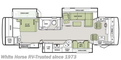 Call now about this 2013 Tiffin Allegro Red 33 AA Quad Slide, Rear East-West King Bedroom! Floorplan of 2013 Tiffin Allegro Red 33 AA Quad Slide, Rear East-West King Bedroom