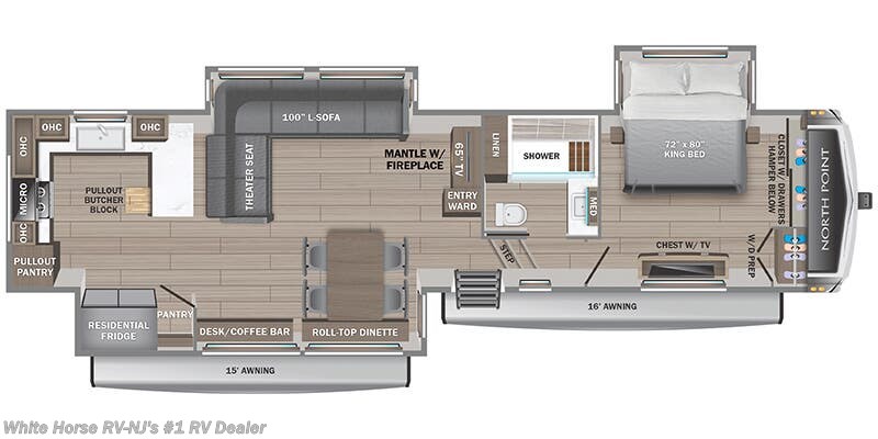 Contact us now about this 2025 Jayco North Point 365RKTS! Floorplan of 2025 Jayco North Point 365RKTS