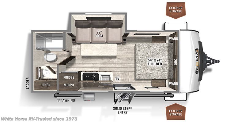 Call now about this 2022 Forest River Rockwood Geo Pro G20FBS! Floorplan of 2022 Forest River Rockwood Geo Pro G20FBS