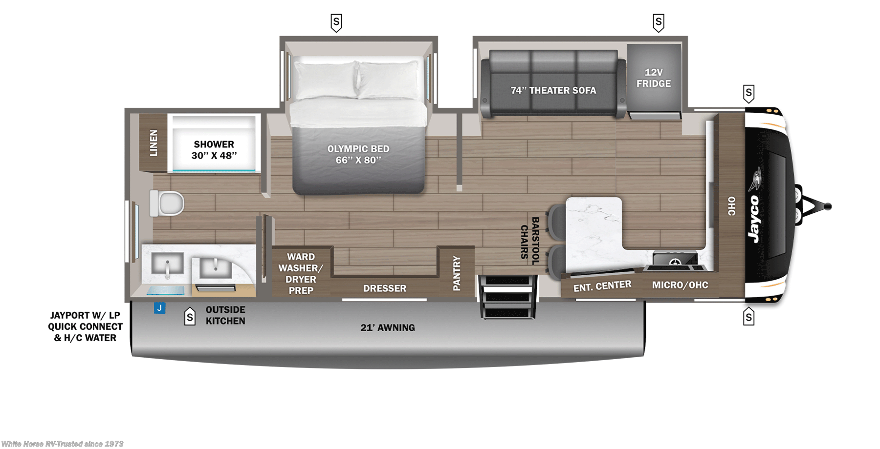 Call now about this 2026 Jayco Eagle HT 265FKDS! 2026 Jayco Eagle HT 265FKDS - New Travel Trailer For Sale by White Horse RV Center in Williamstown, New Jersey features Insulated, Refrigerator (12V), Heated Water Tank, 50 Amp Service, Upgraded Insulation Package