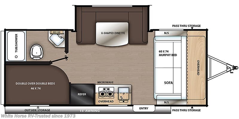Call now about this 2022 Coachmen Catalina Summit 184BHS! Floorplan of 2022 Coachmen Catalina Summit 184BHS