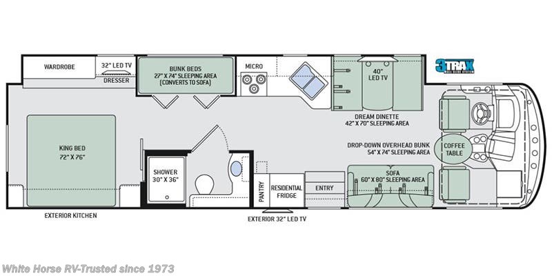 Call now about this 2018 Thor Motor Coach Hurricane 34J! Floorplan of 2018 Thor Motor Coach Hurricane 34J