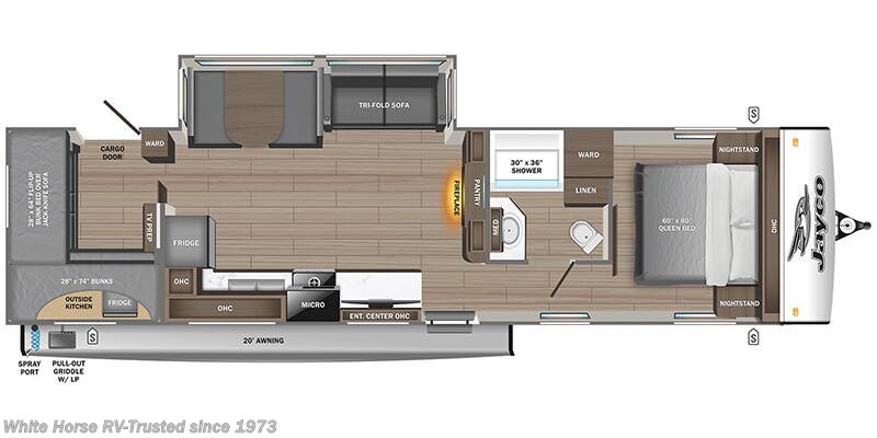 Call now about this 2026 Jayco Jay Feather 29QBH! Floorplan of 2026 Jayco Jay Feather 29QBH