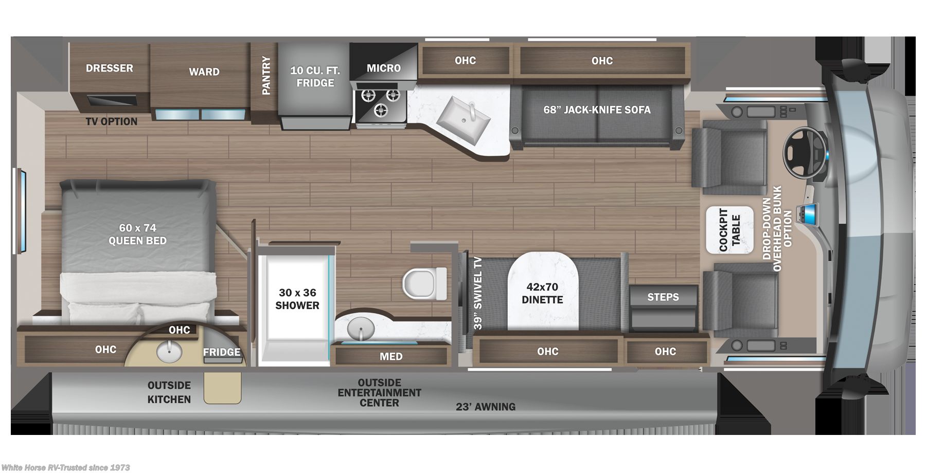 Call now about this 2023 Jayco Alante 29S! 2023 Jayco Alante 29S - Used Class A For Sale by White Horse RV Center in Williamstown, New Jersey features TV, Outside Kitchen, Queen Bed, Stove, Roof Vent