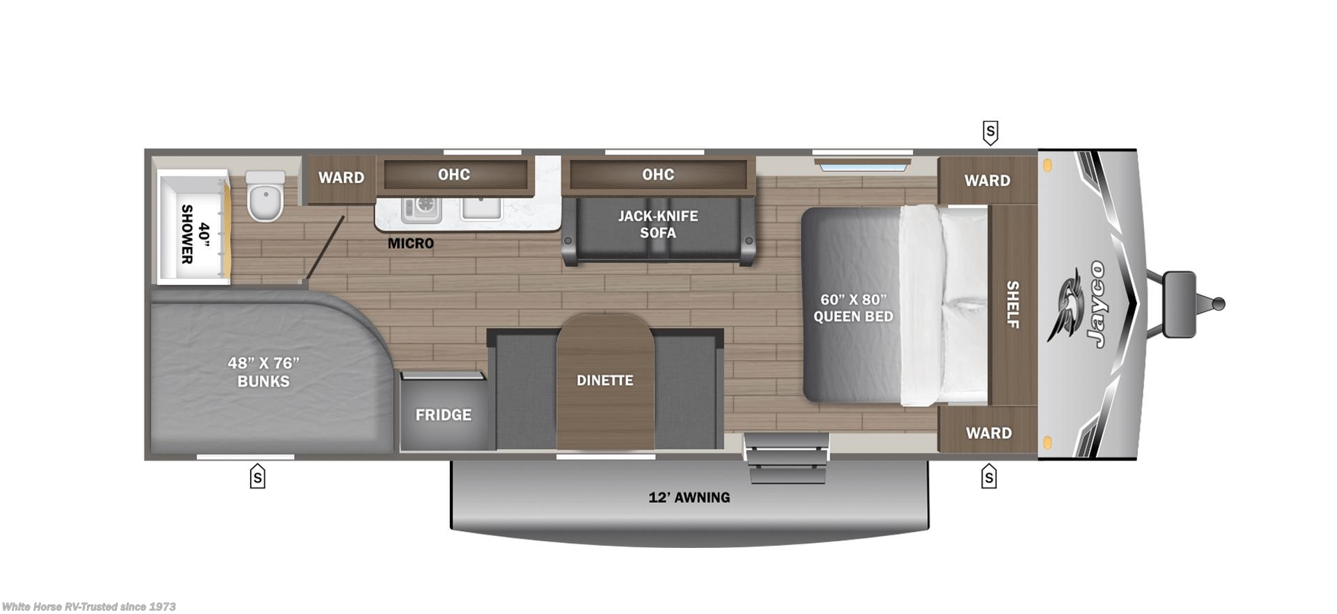 Call now about this 2026 Jayco Jay Flight SLX 250BH! Floorplan of 2026 Jayco Jay Flight SLX 250BH