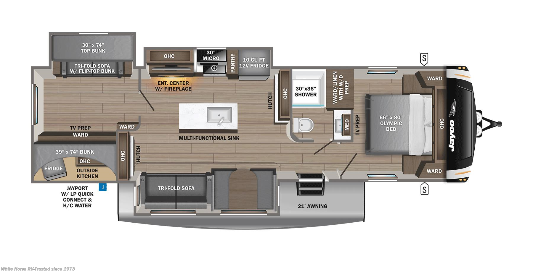 Call now about this 2026 Jayco Eagle HT 312BHOK! Floorplan of 2026 Jayco Eagle HT 312BHOK