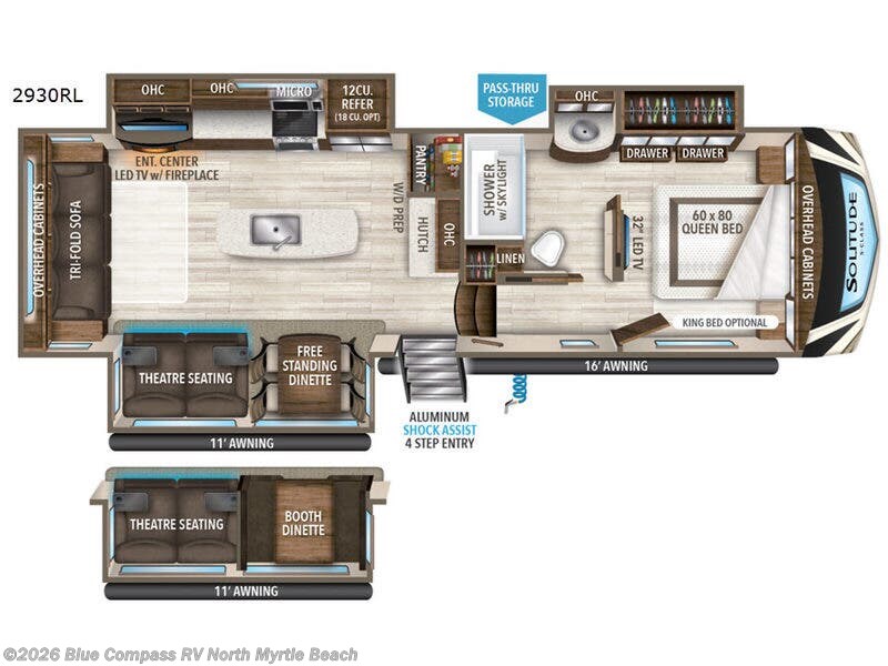 Call now about this 2019 Grand Design Solitude S-Class 2930RL! 2019 Grand Design Solitude S-Class 2930RL - Used Fifth Wheel For Sale by Blue Compass RV North Myrtle Beach in Longs, South Carolina features Slideout