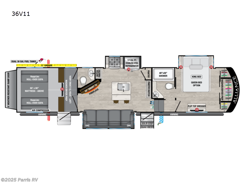 Call now about this 2022 Alliance RV Valor 36V11! 2022 Alliance RV Valor 36V11 - Used Toy Hauler For Sale by Parris RV in Murray, Utah features Slideout