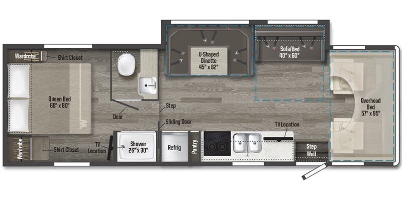 Floorplan of 2025 Winnebago Minnie Winnie 31K