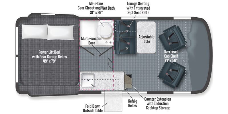 Floorplan of 2025 Winnebago Revel 44E