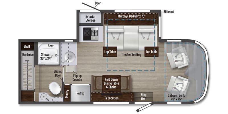 Floorplan of 2025 Winnebago View 24T RWD