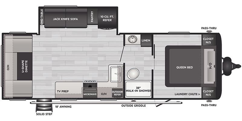 Floorplan of 2023 Keystone Cougar Half-Ton 25RDSWE