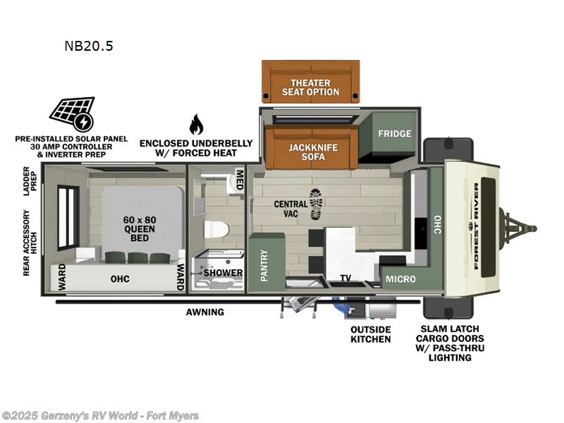 Call now about this 2025 Forest River No Boundaries 20.7! 2025 Forest River No Boundaries 20.7 - New Travel Trailer For Sale by Gerzeny's RV World - Fort Myers in Fort Myers, Florida features Slideout