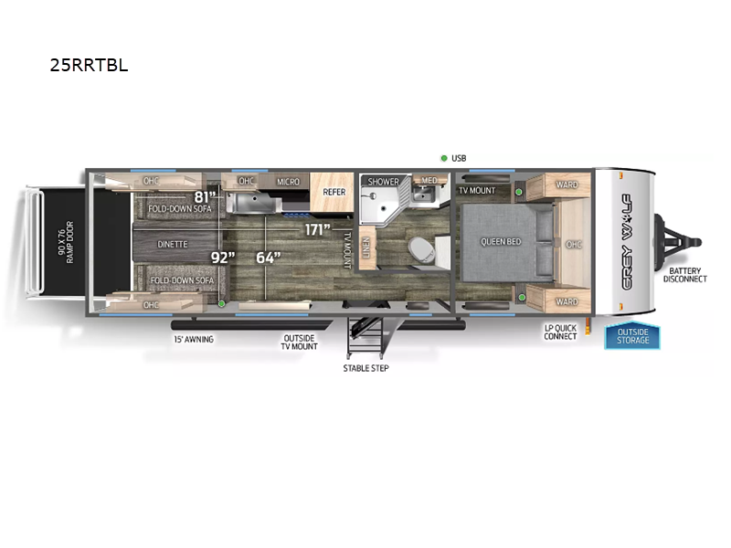 Call now about this 2025 Forest River Cherokee Grey Wolf Black Label 25RRTBL! 2025 Forest River Cherokee Grey Wolf Black Label 25RRTBL - New Toy Hauler For Sale by RV Dynasty in Bunker Hill, Indiana
