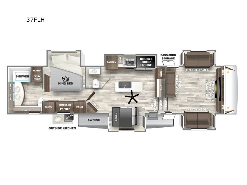 Call now about this 2025 Forest River Sabre 37FLH! 2025 Forest River Sabre 37FLH - New Fifth Wheel For Sale by RV Dynasty in Bunker Hill, Indiana features Slideout